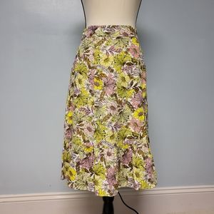 Loft floral skirt, yellow, midi, XS Petite